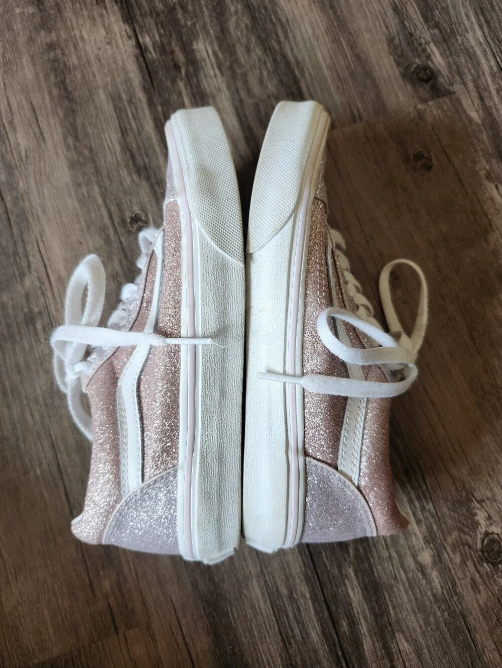 Vans Old Skool Two Toned Glitter Sparkle Pink Low Top Skate Sneakers